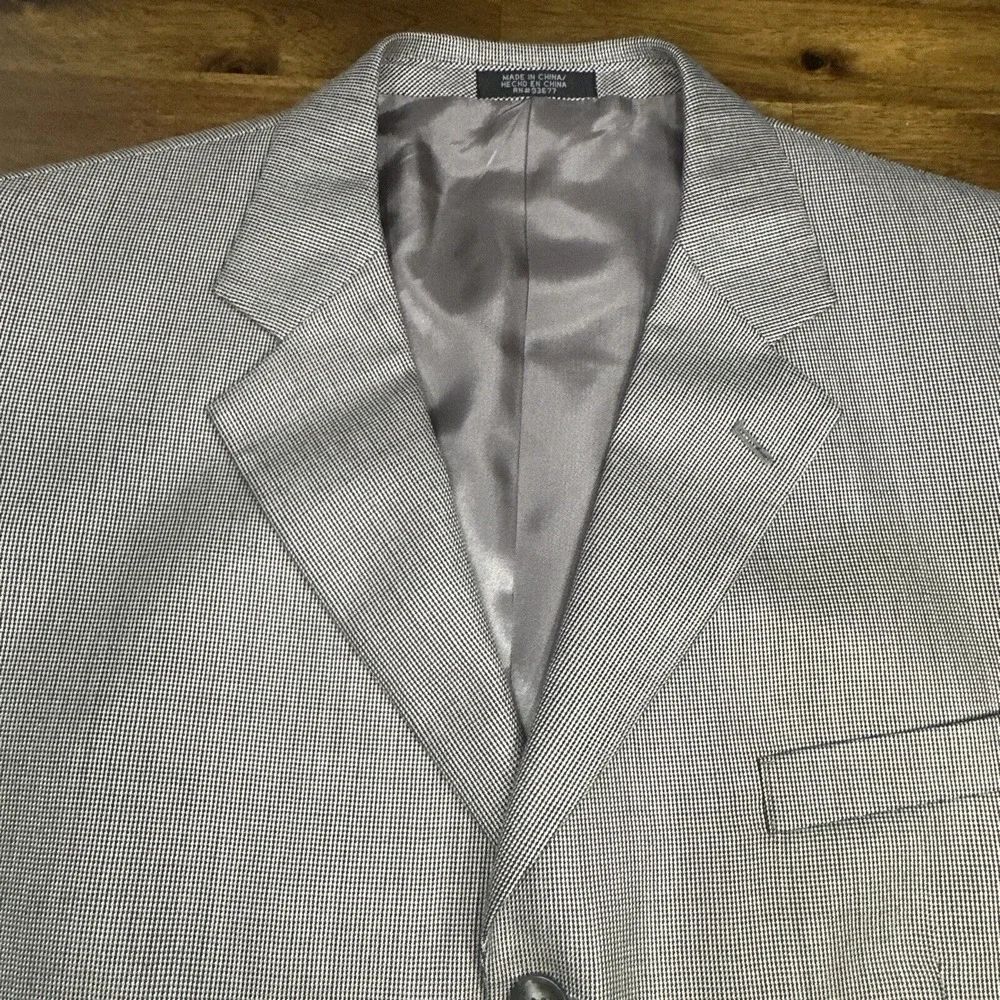 Stafford Mens Blazer Sport Coat 3 Button Casual Jacket 44S Silk Wool Blend Grey‎